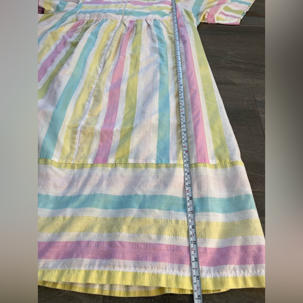 Vintage Styled by Saybury Pastel Multicolor Striped Midi Dress House Dress - Picture 6 of 11
